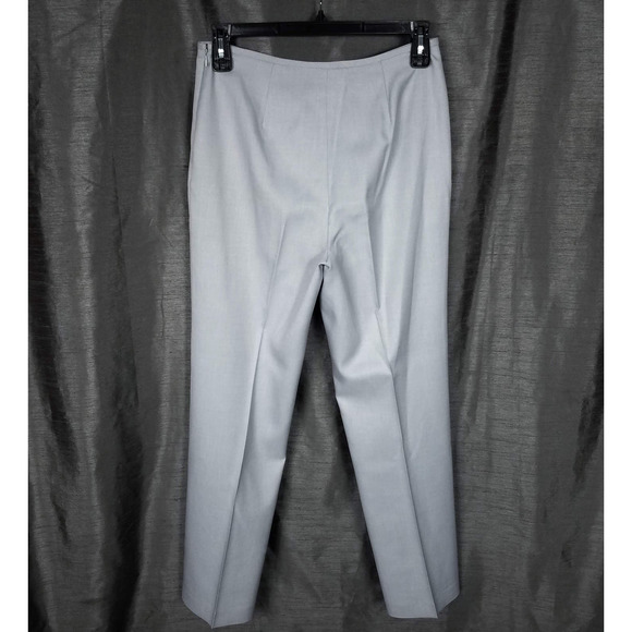 Isabella Light Gray Suit Shawl Collar Belted Jacket & Straight Leg Pants Size 8 - Picture 6 of 7